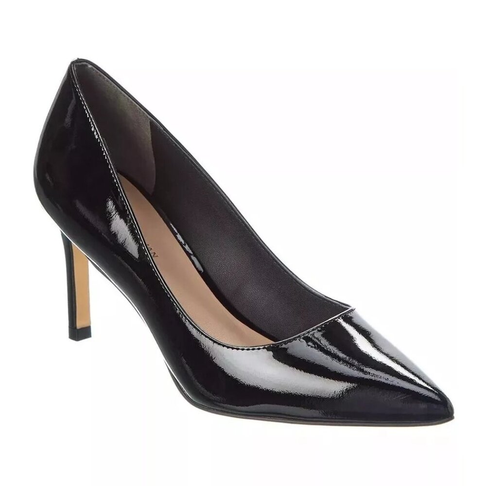 $500 Stuart Weitzman Leigh 75 Pumps POINTY HEEL PATENT BLACK 7.5 (DB4)